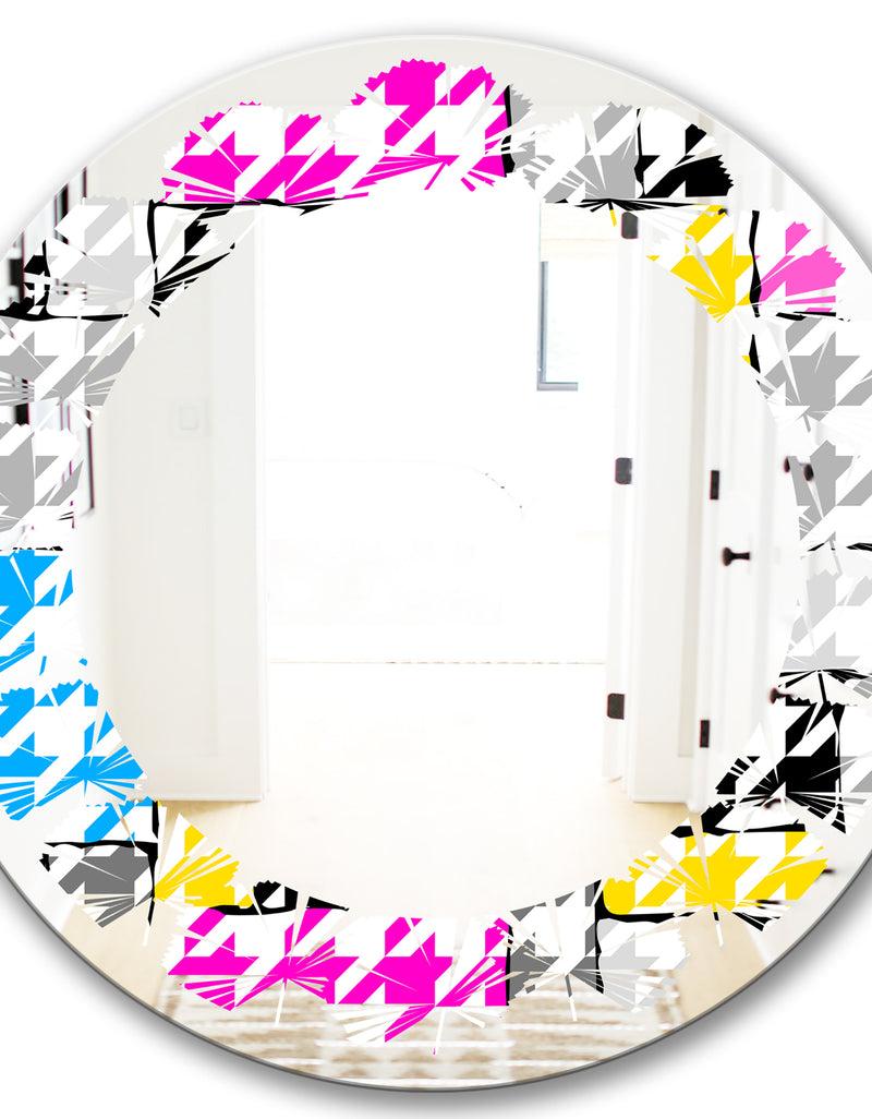 DesignQ Classic Hounds - Modern Round Or Oval Wall Mirror - Leaves