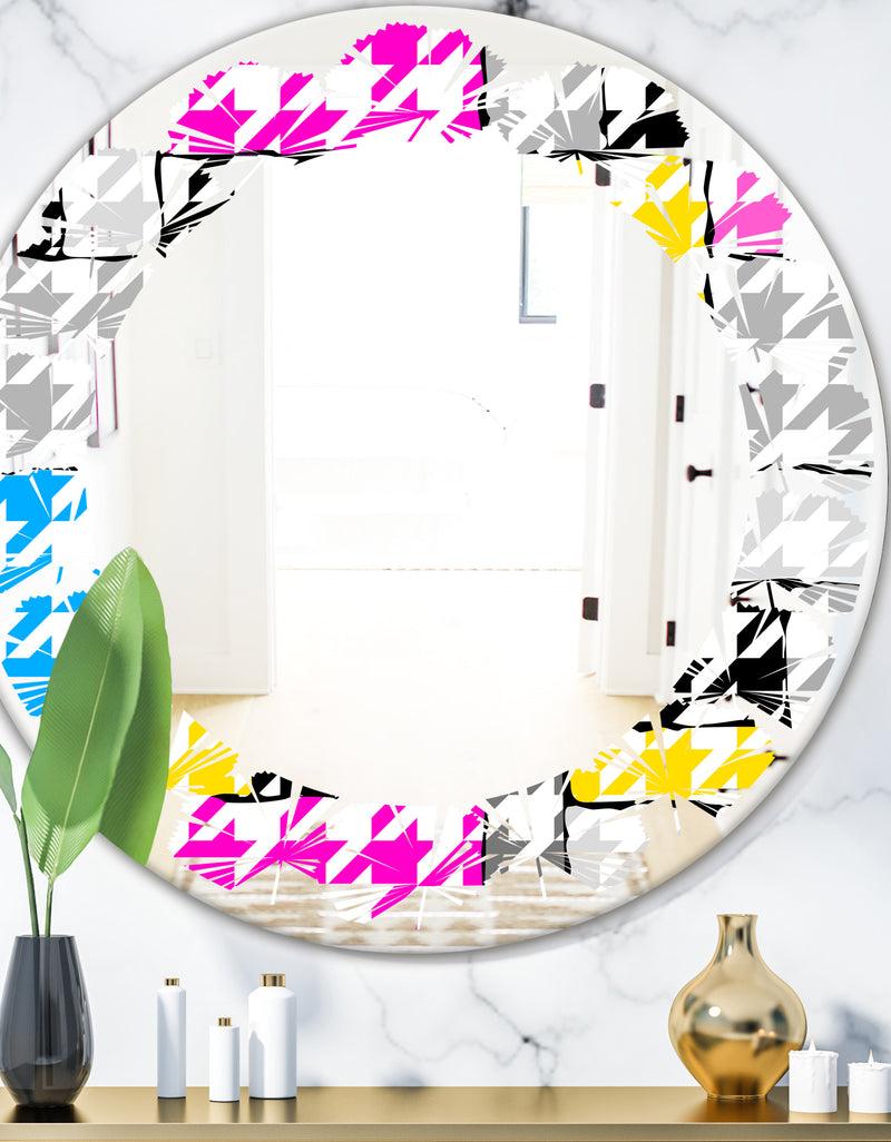 DesignQ Classic Hounds - Modern Round or Oval Wall Mirror - Leaves