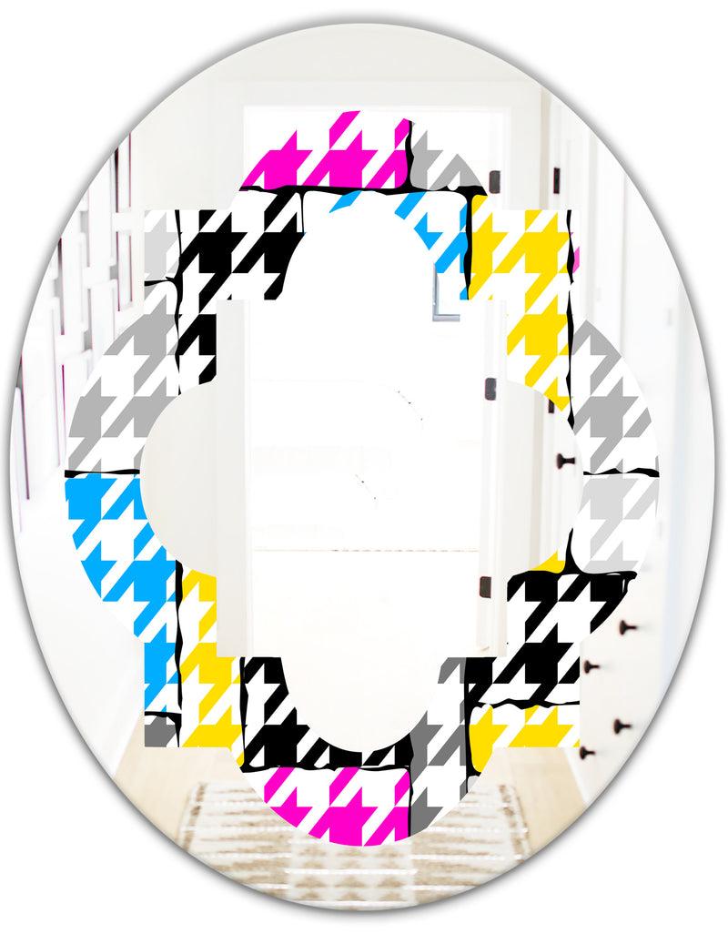 DesignQ Classic Hounds - Modern Round Or Oval Wall Mirror - Quatrefoil