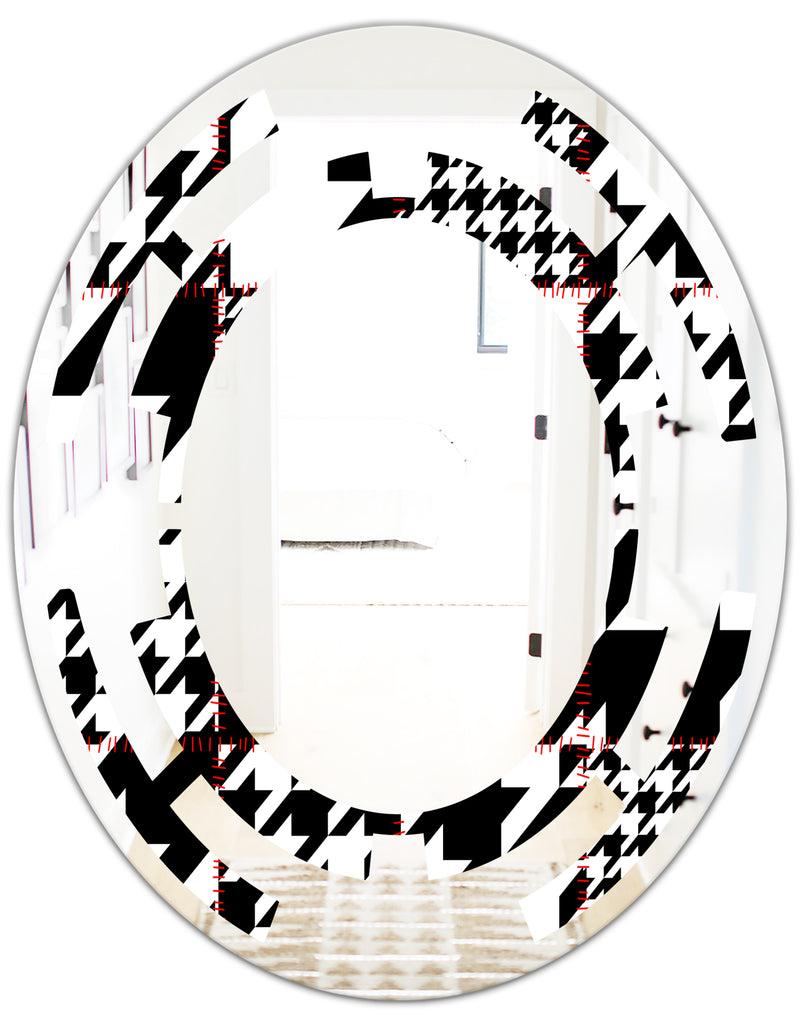 DesignQ Classic Houndstooth Pattern - Modern Round Or Oval Wall Mirror - Space