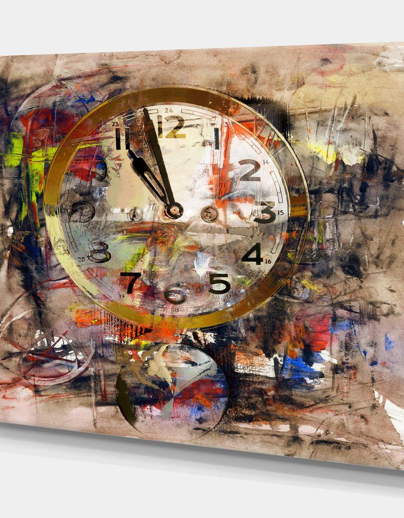 DesignQ Clock In Acryclic - Contemporary Painting Print On Wrapped Canvas