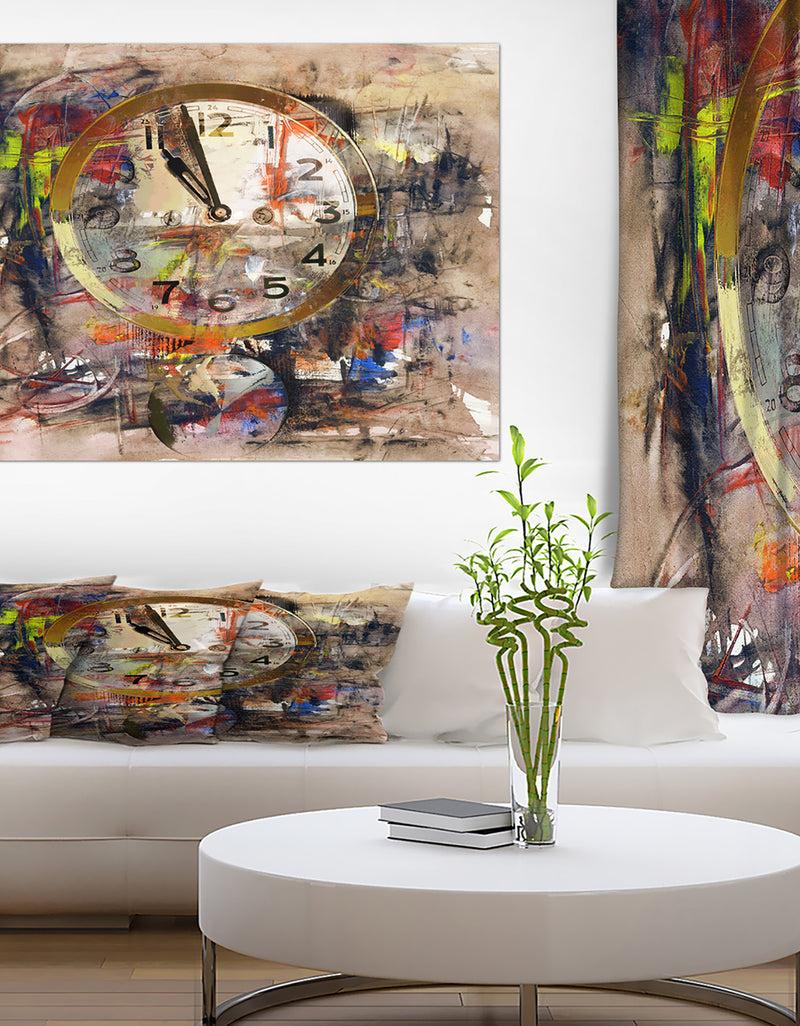 DesignQ Clock in Acryclic - Contemporary Painting Print on Wrapped Canvas