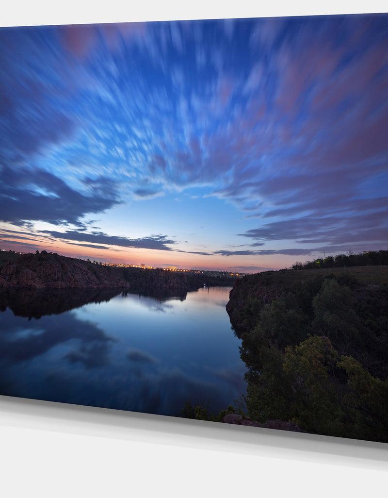 DesignQ Clouds Reflection In River - Landscape Photo Canvas Print