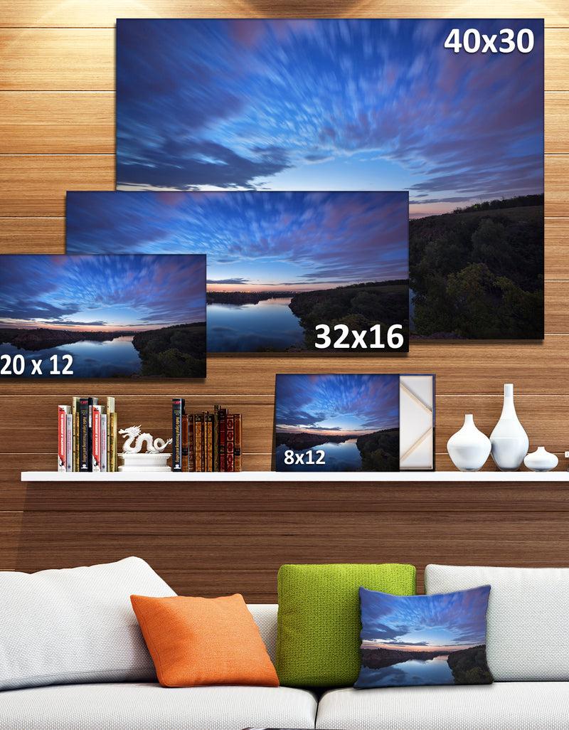 DesignQ Clouds Reflection In River - Landscape Photo Canvas Print