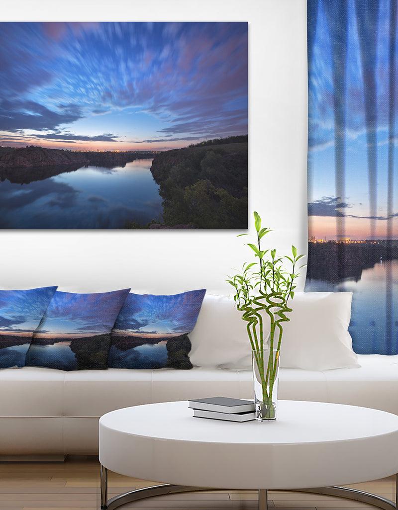 DesignQ Clouds Reflection in River - Landscape Photo Canvas Print