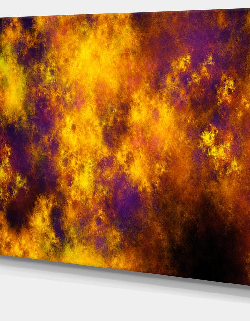 DesignQ Cloudy Orange Starry Fractal Sky - Abstract Artwork On Canvas