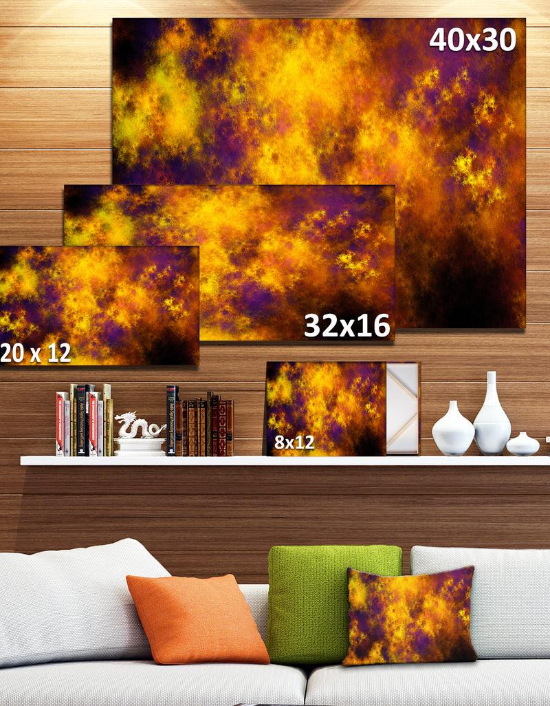 DesignQ Cloudy Orange Starry Fractal Sky - Abstract Artwork On Canvas
