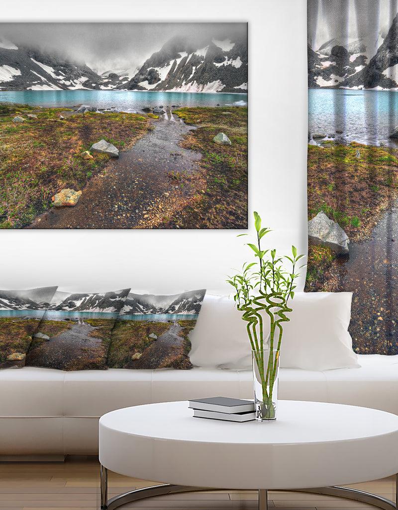 DesignQ Cloudy Sky above Mountain Lake - Landscape Artwork Canvas Print