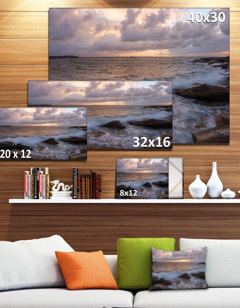 DesignQ Cloudy Sky And Stormy Waves In Sydney - Large Seashore Canvas Print