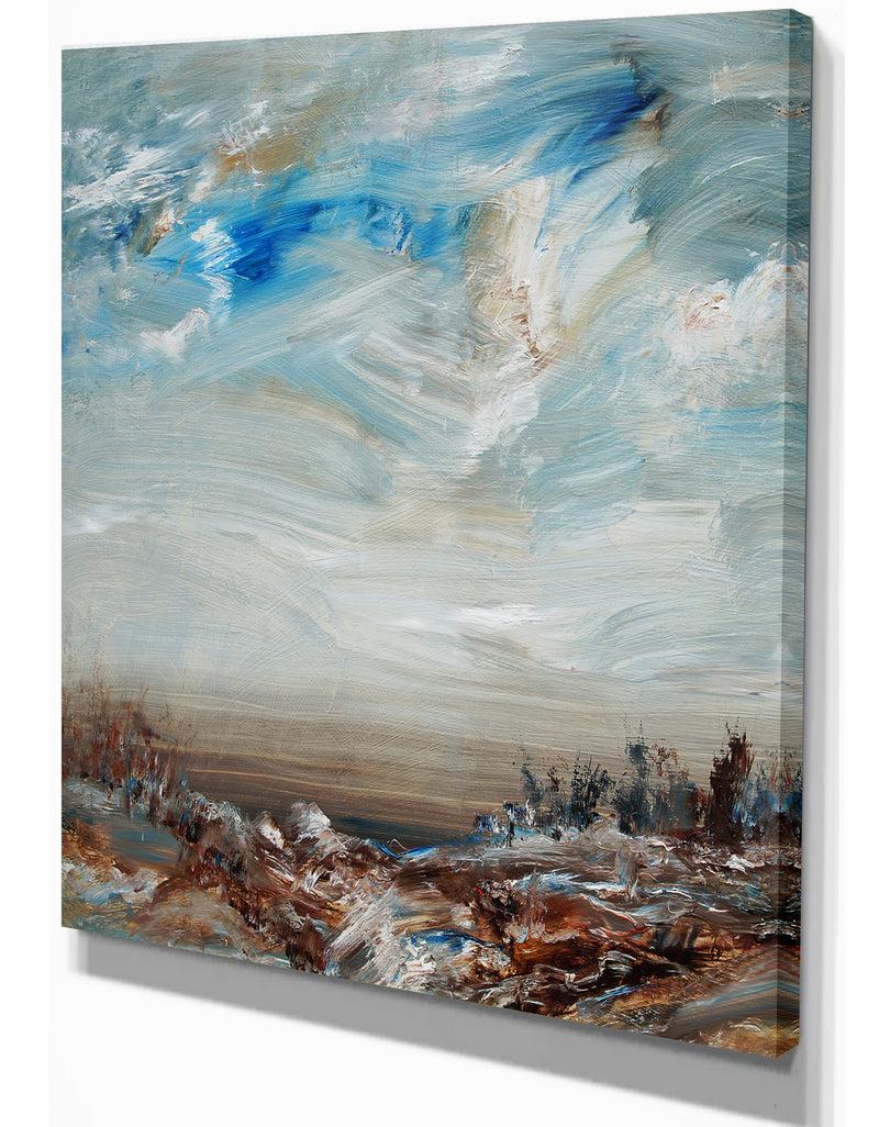 DesignQ Cloudy Sky In Oil Painting - Landscapes Painting Print On Wrapped Canvas