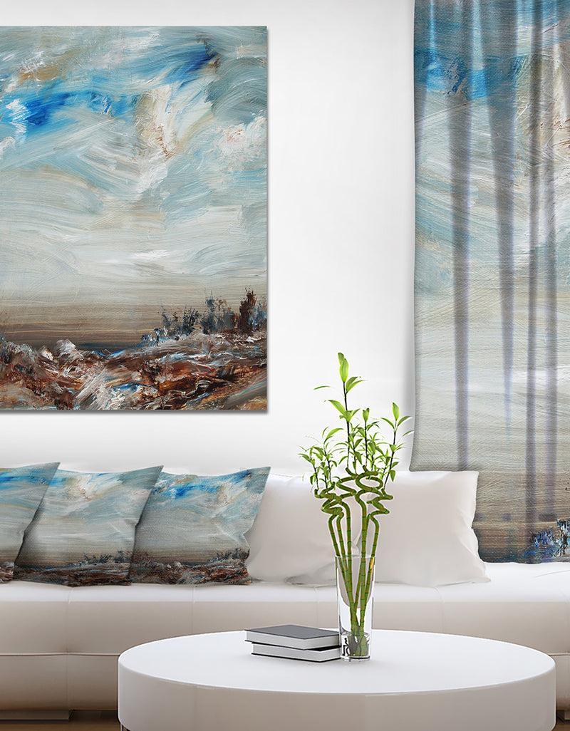 DesignQ Cloudy Sky in Oil Painting - Landscapes Painting Print on Wrapped Canvas