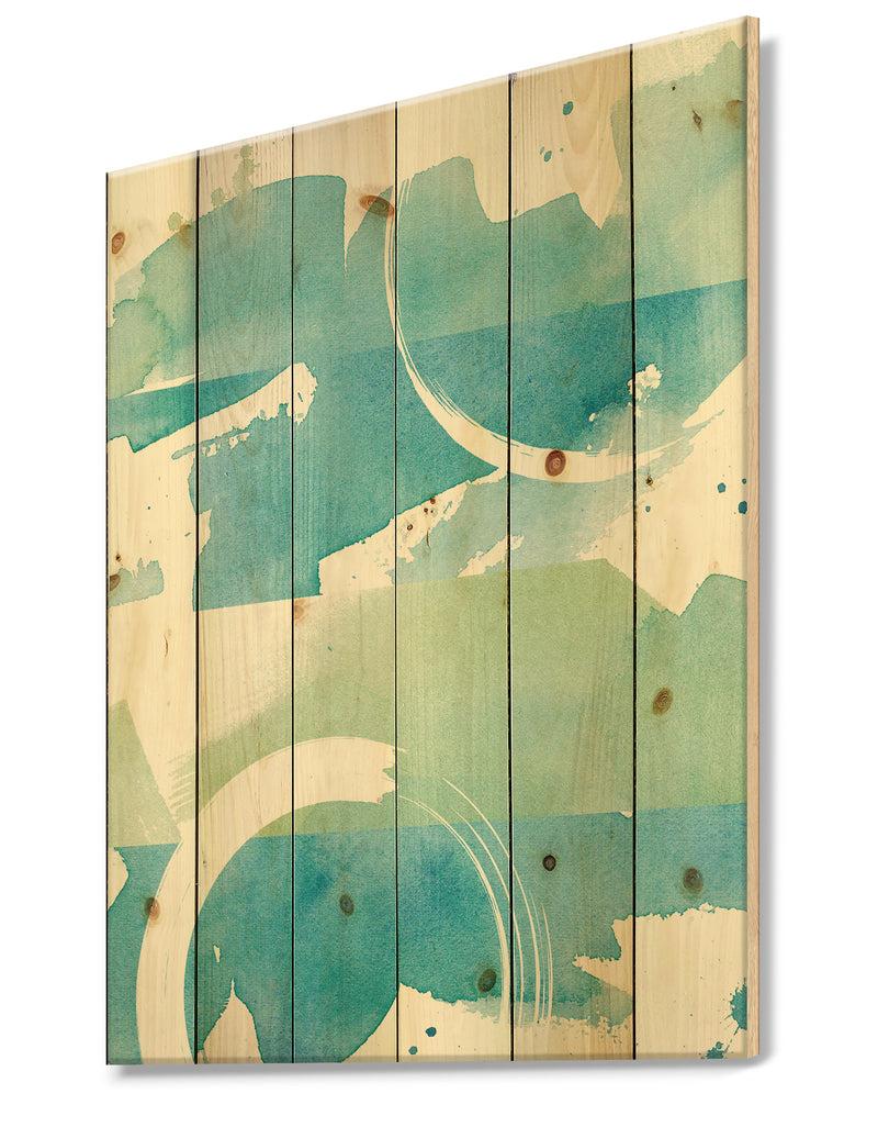 DesignQ Coastal Watercolors I - Transitional Print On Natural Pine Wood