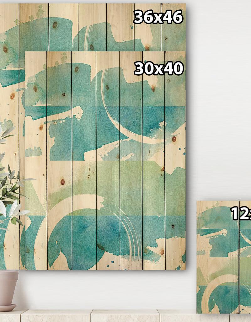 DesignQ Coastal Watercolors I - Transitional Print On Natural Pine Wood