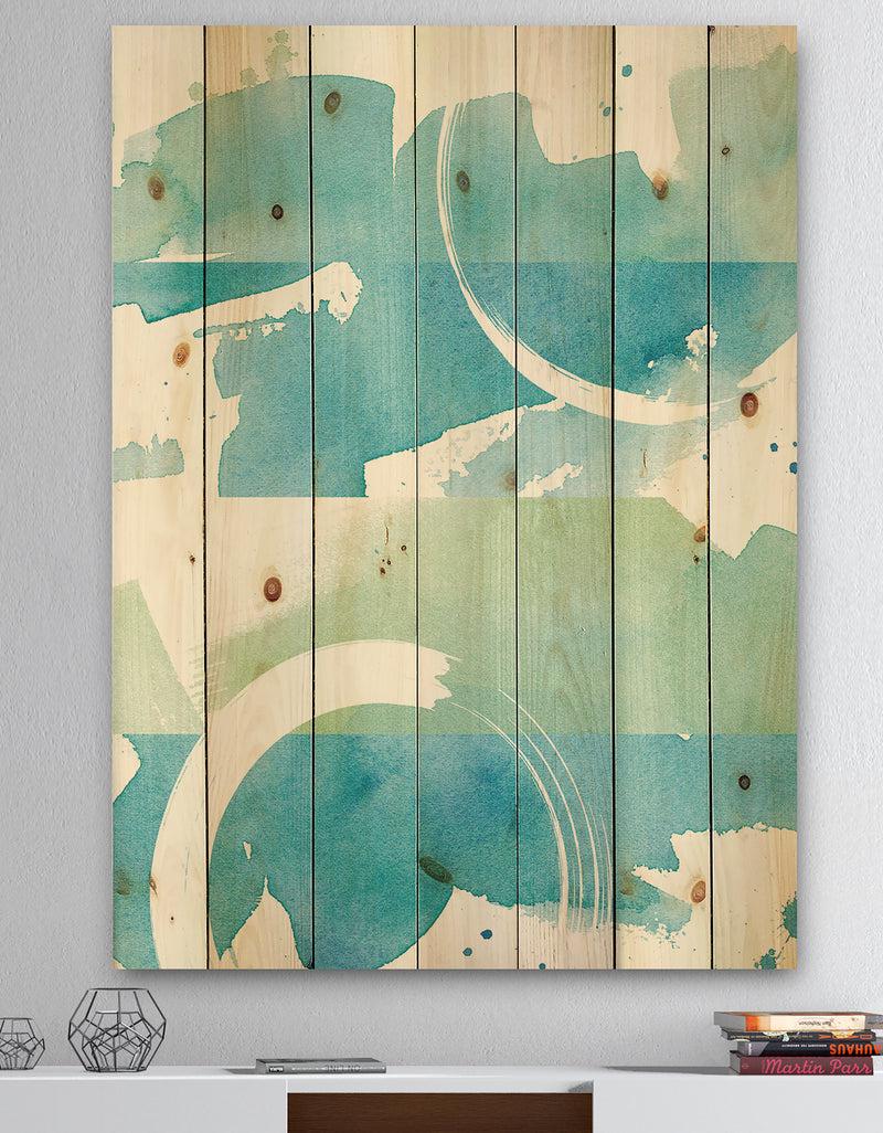 DesignQ Coastal watercolors I - Transitional Print on Natural Pine Wood
