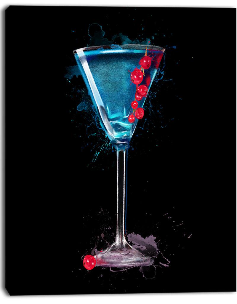 DesignQ Cocktail Margarita With Berries - Modern Canvas Wall Art