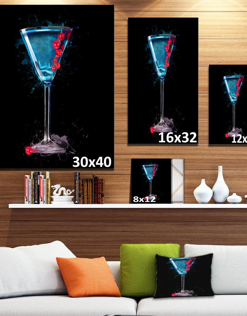 DesignQ Cocktail Margarita With Berries - Modern Canvas Wall Art