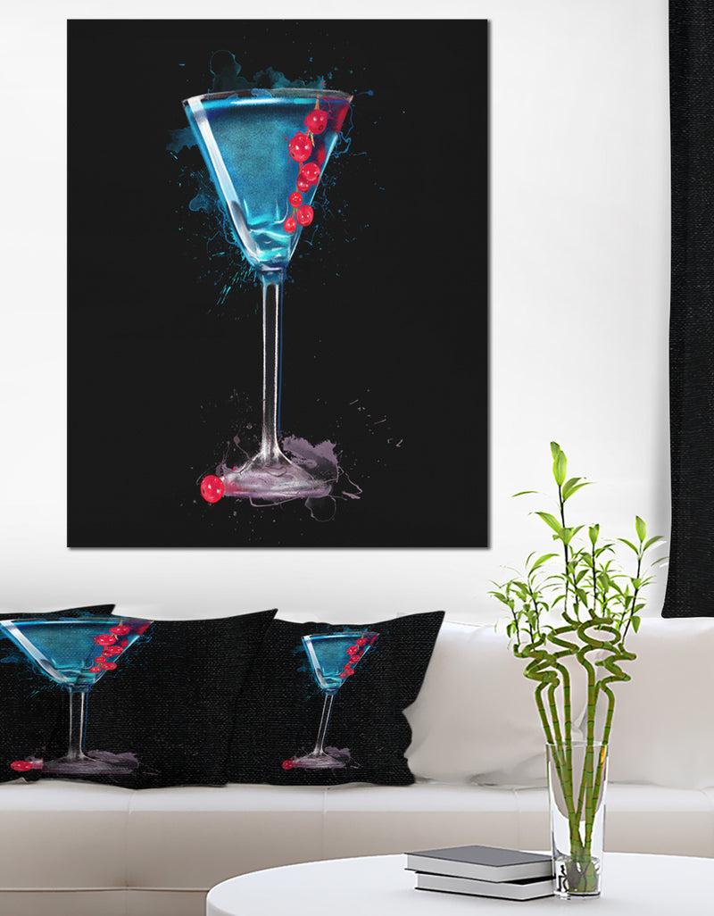 DesignQ Cocktail Margarita with Berries - Modern Canvas Wall Art