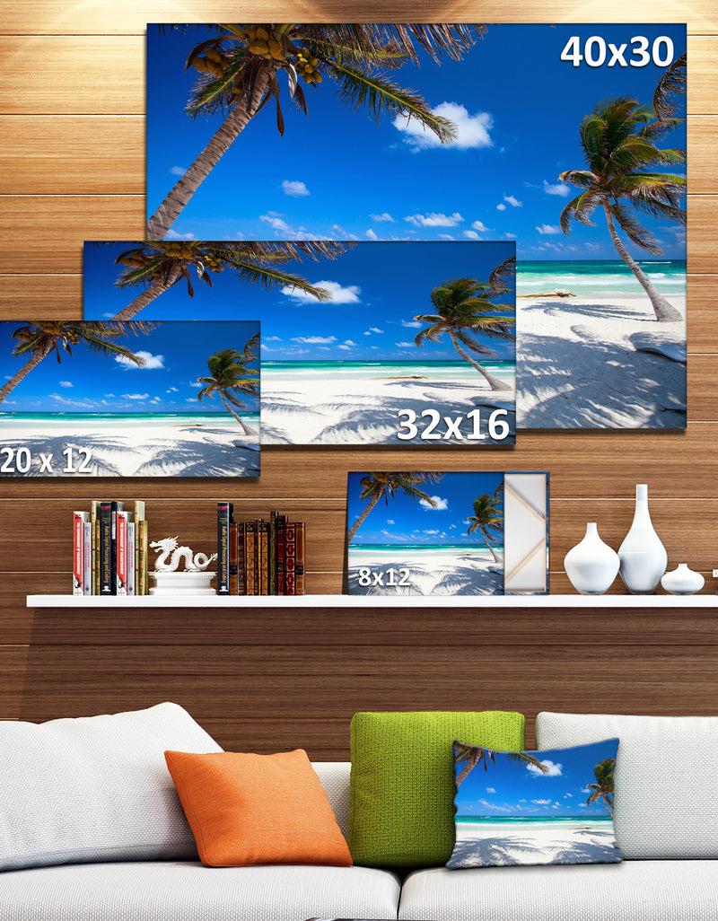 DesignQ Coconut Palms At Beach - Photo Landscape Canvas Art Print