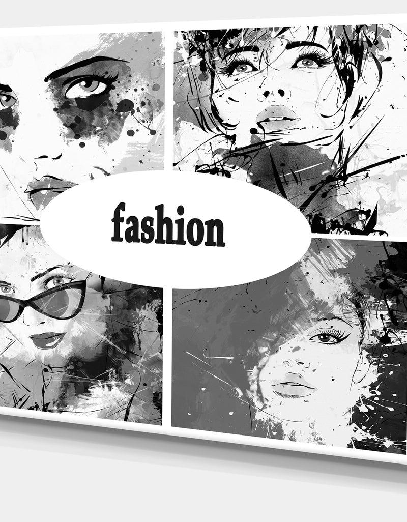 DesignQ Collage Of Girl Faces - Portrait Digital Art Canvas Print