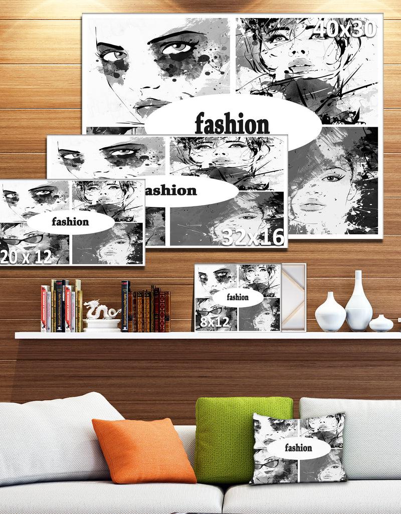 DesignQ Collage Of Girl Faces - Portrait Digital Art Canvas Print