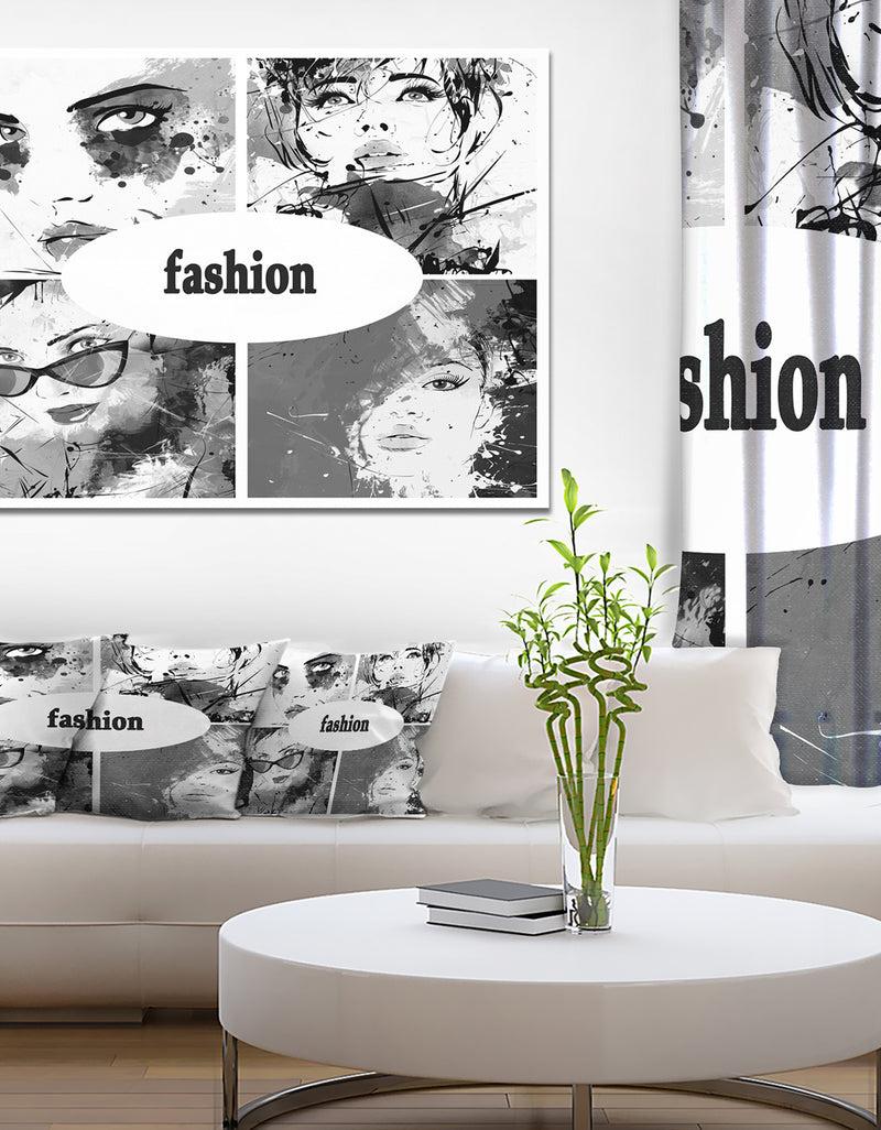 DesignQ Collage of Girl Faces - Portrait Digital Art Canvas Print