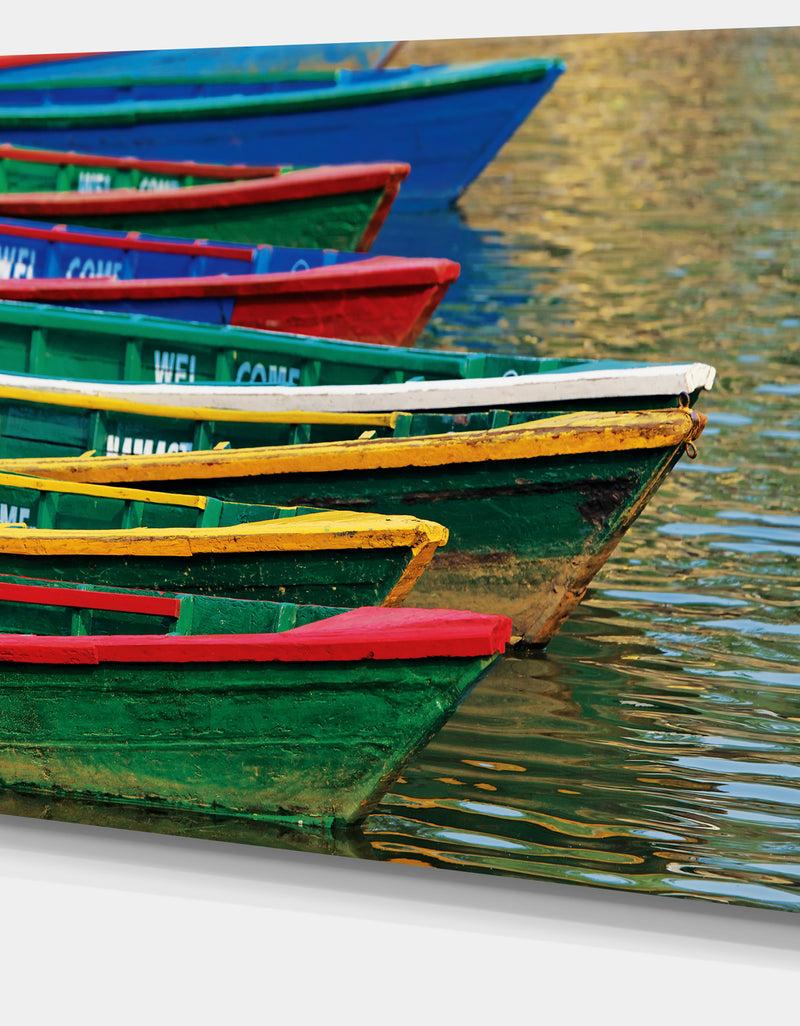 DesignQ Color Boats On Phewa Lake Nepal - Boat Wall Artwork On Canvas