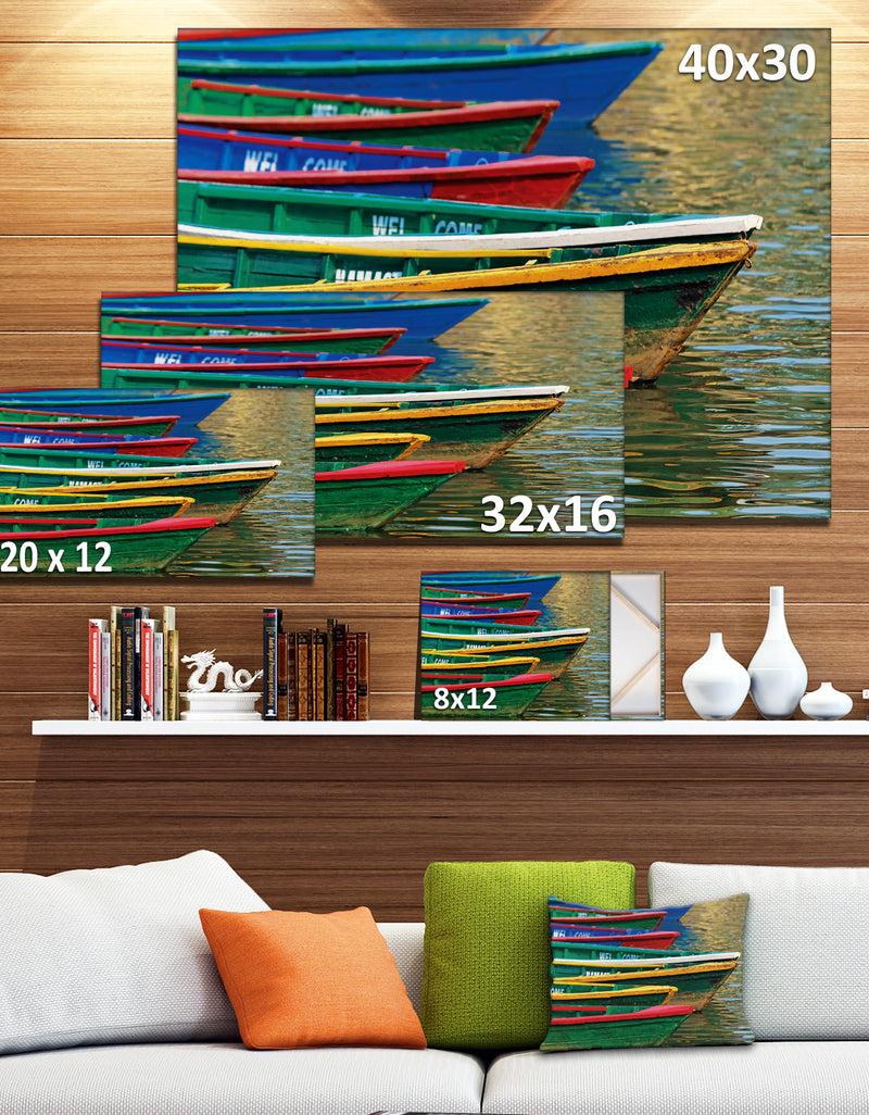 DesignQ Color Boats On Phewa Lake Nepal - Boat Wall Artwork On Canvas