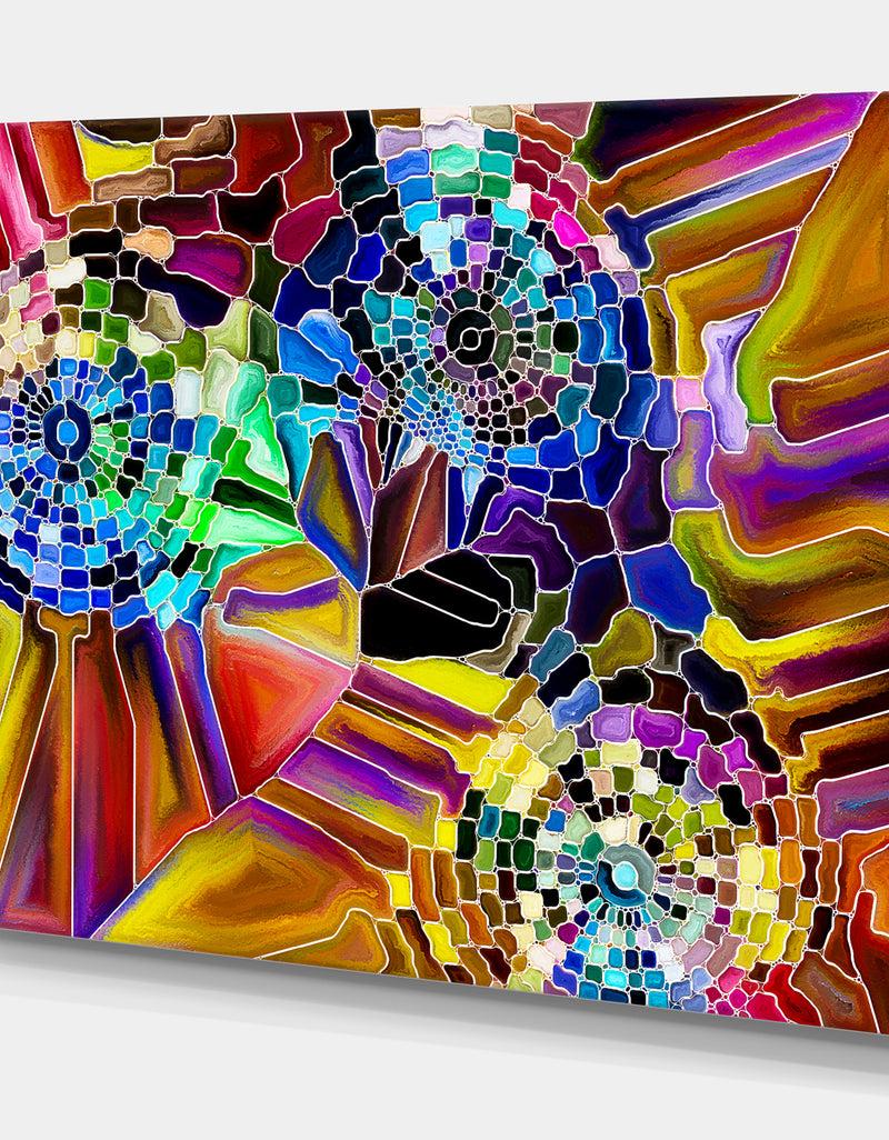 DesignQ Color Fragmentation Series - Floral Painting Print On Wrapped Canvas