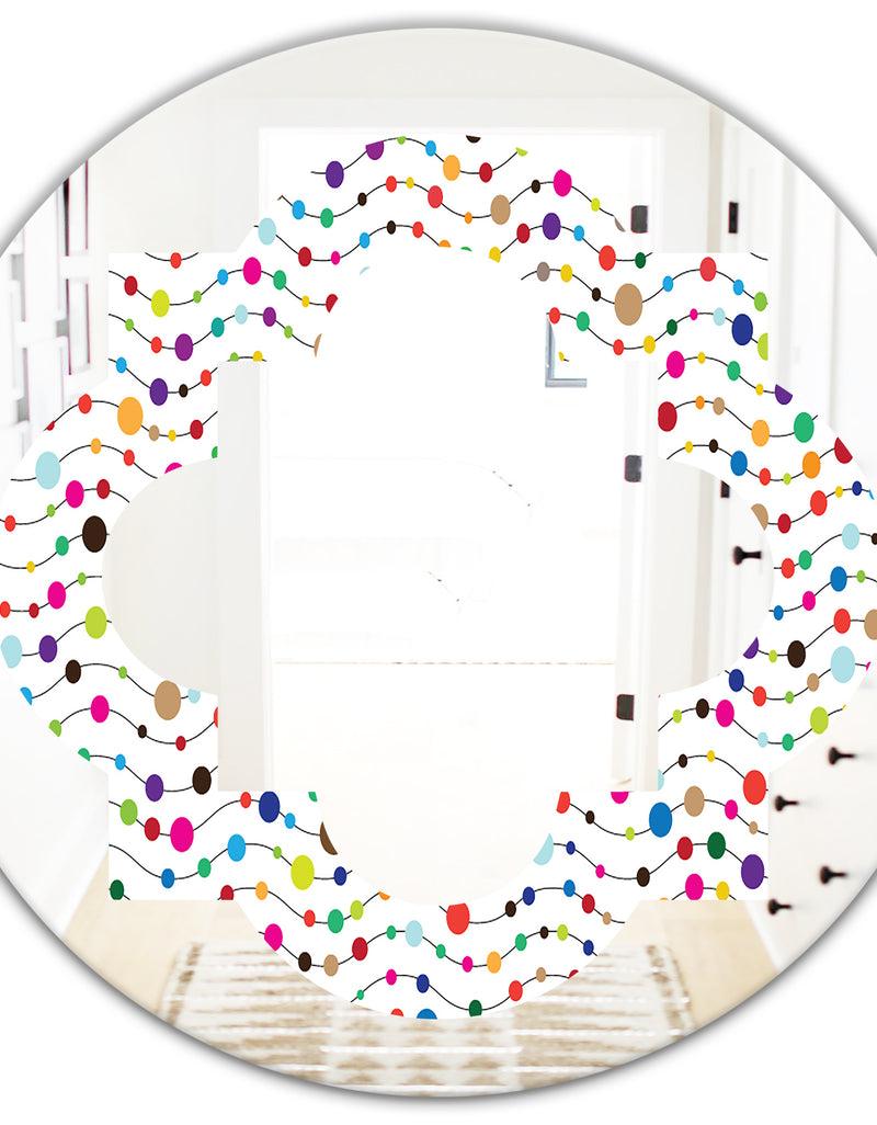 DesignQ Color Waves Of Polka Dots - Modern Round Or Oval Wall Mirror - Quatrefoil