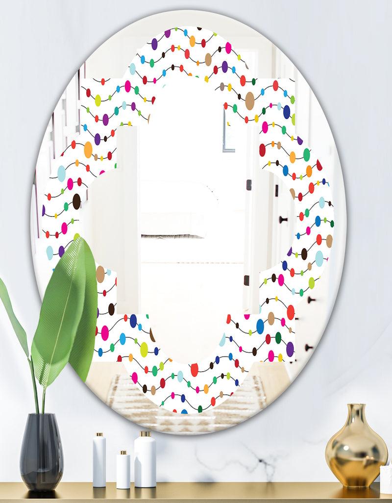 DesignQ Color Waves Of Polka Dots - Modern Round Or Oval Wall Mirror - Quatrefoil