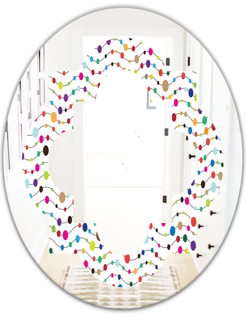 DesignQ Color Waves Of Polka Dots - Modern Round Or Oval Wall Mirror - Quatrefoil