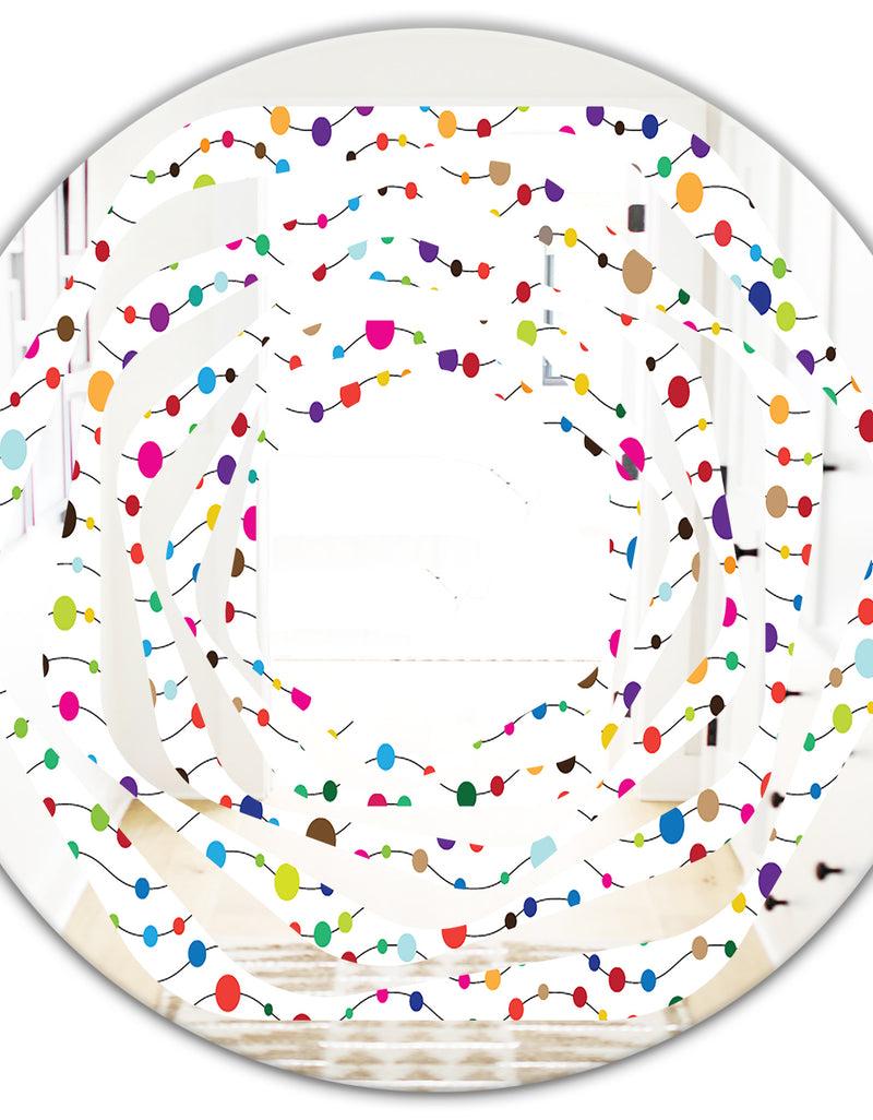 DesignQ Color Waves Of Polka Dots - Modern Round Or Oval Wall Mirror - Whirl