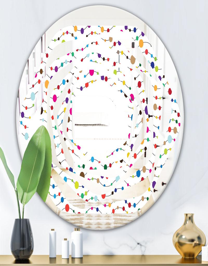 DesignQ Color Waves Of Polka Dots - Modern Round Or Oval Wall Mirror - Whirl