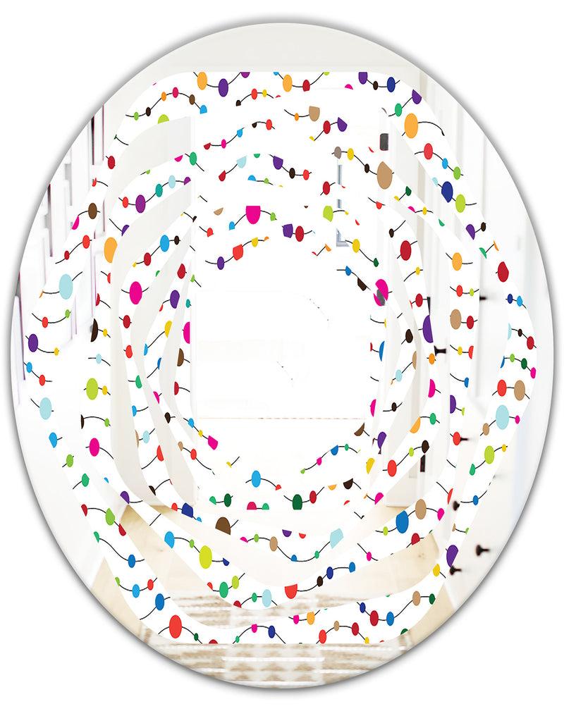DesignQ Color Waves Of Polka Dots - Modern Round Or Oval Wall Mirror - Whirl