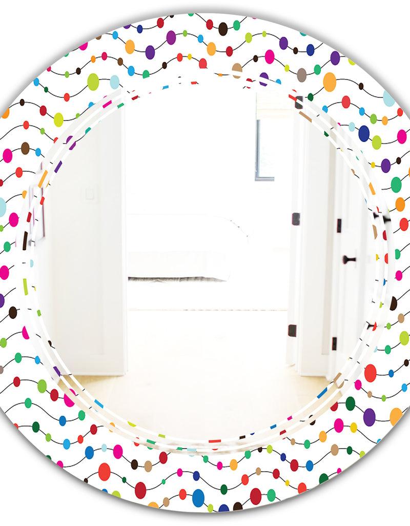 DesignQ Color Waves Of Polka Dots - Modern Round Or Oval Wall Mirror - Triple C