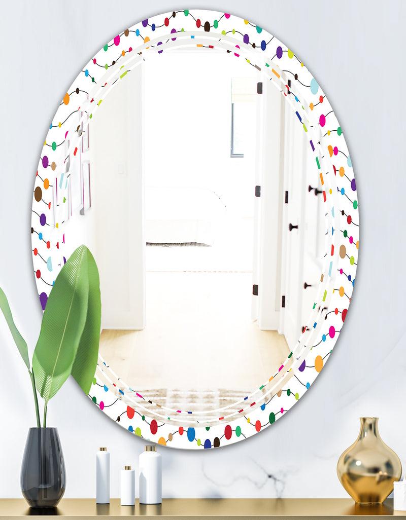 DesignQ Color Waves Of Polka Dots - Modern Round Or Oval Wall Mirror - Triple C
