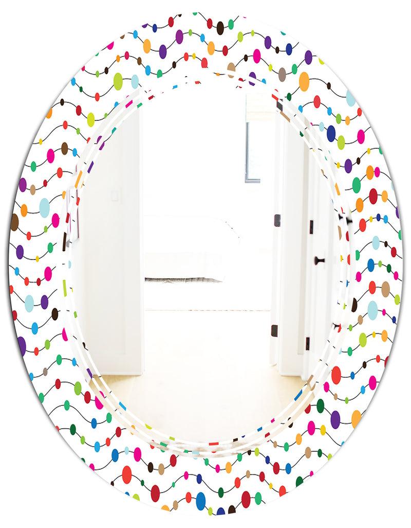 DesignQ Color Waves Of Polka Dots - Modern Round Or Oval Wall Mirror - Triple C