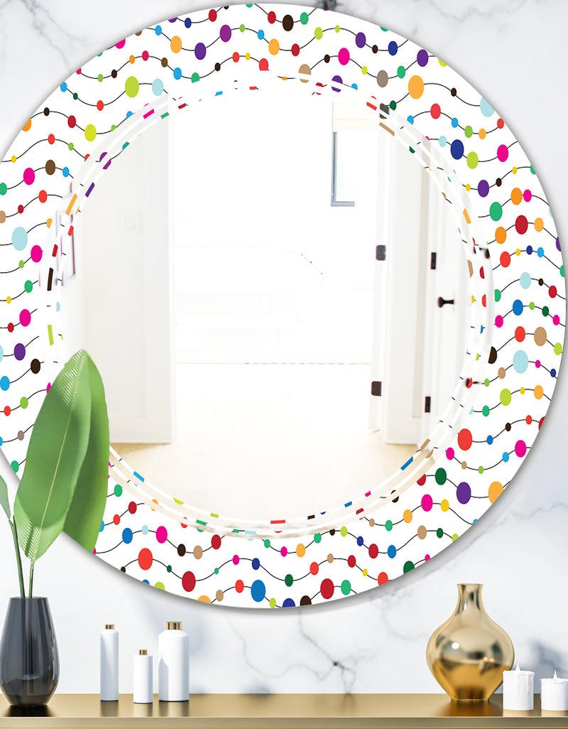 DesignQ Color Waves of Polka Dots - Modern Round or Oval Wall Mirror - Triple C