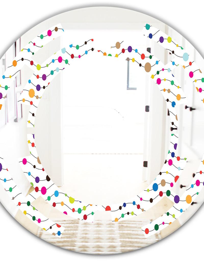 DesignQ Color Waves Of Polka Dots - Modern Round Or Oval Wall Mirror - Space