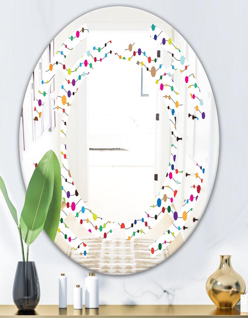 DesignQ Color Waves Of Polka Dots - Modern Round Or Oval Wall Mirror - Space