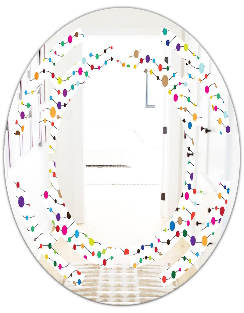 DesignQ Color Waves Of Polka Dots - Modern Round Or Oval Wall Mirror - Space