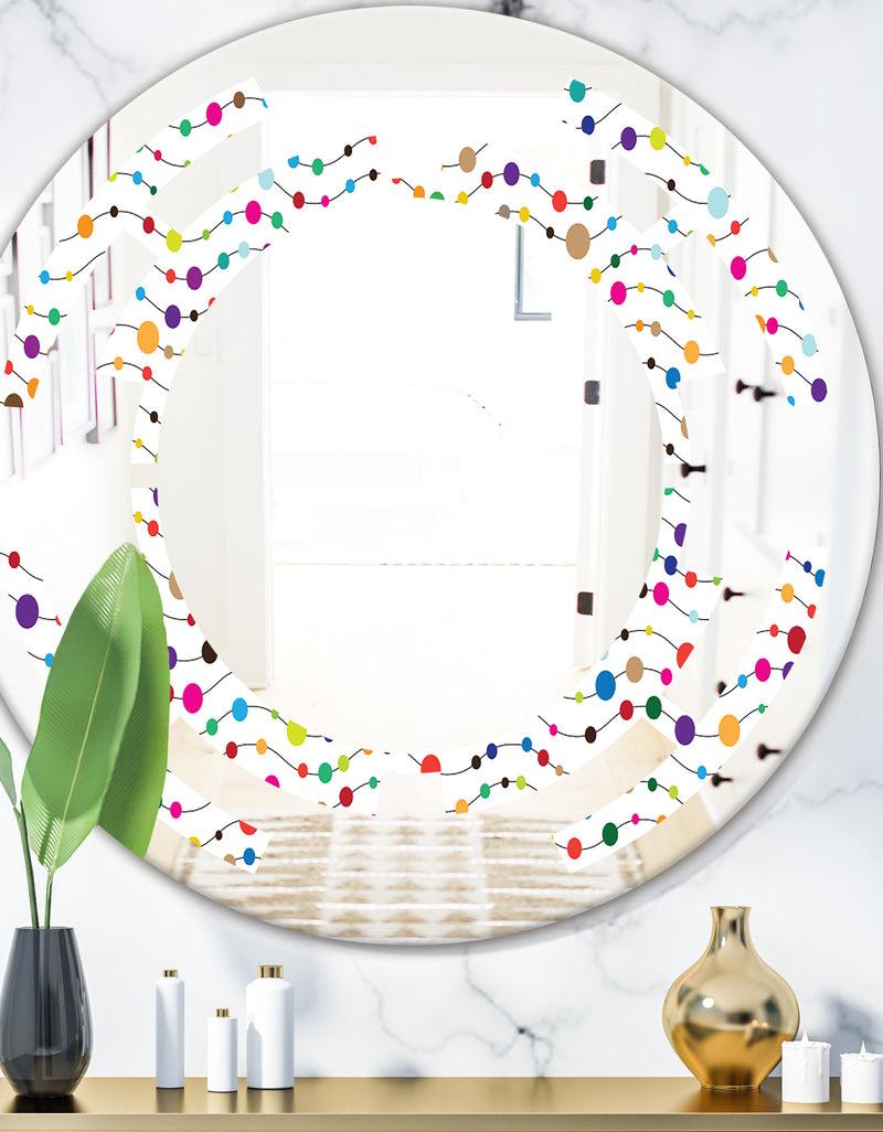DesignQ Color Waves of Polka Dots - Modern Round or Oval Wall Mirror - Space