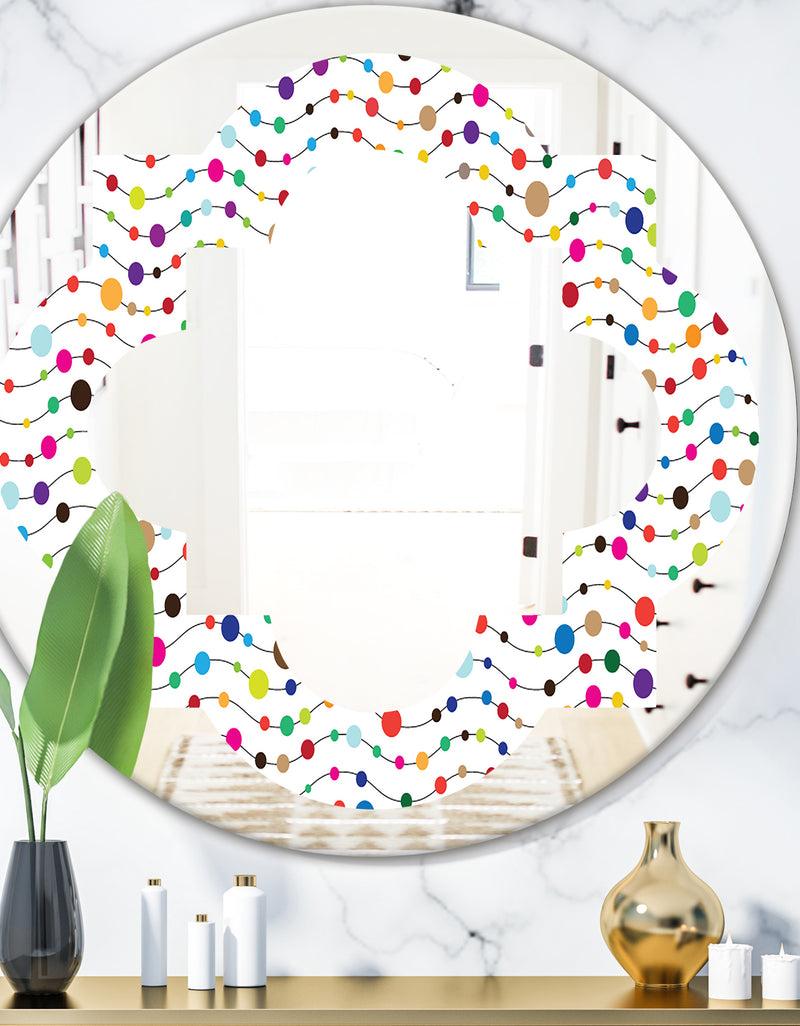 DesignQ Color Waves of Polka Dots - Modern Round or Oval Wall Mirror - Quatrefoil