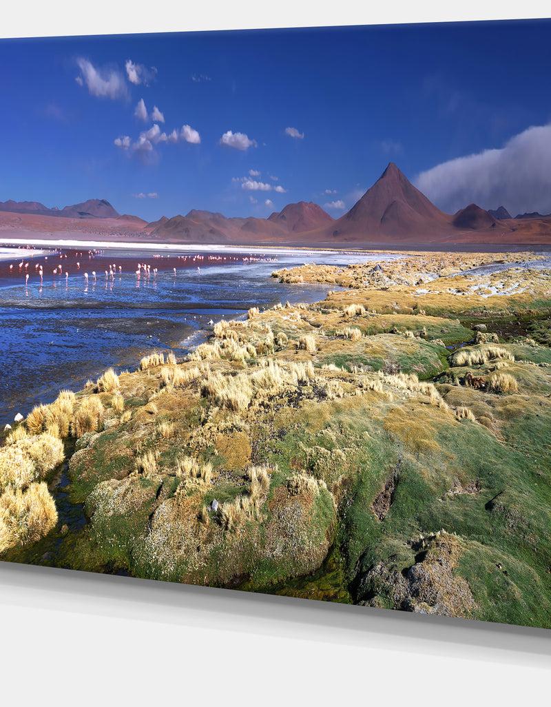 DesignQ Colorada Lagoon And Pabellon Volcano - Oversized Beach Canvas Artwork