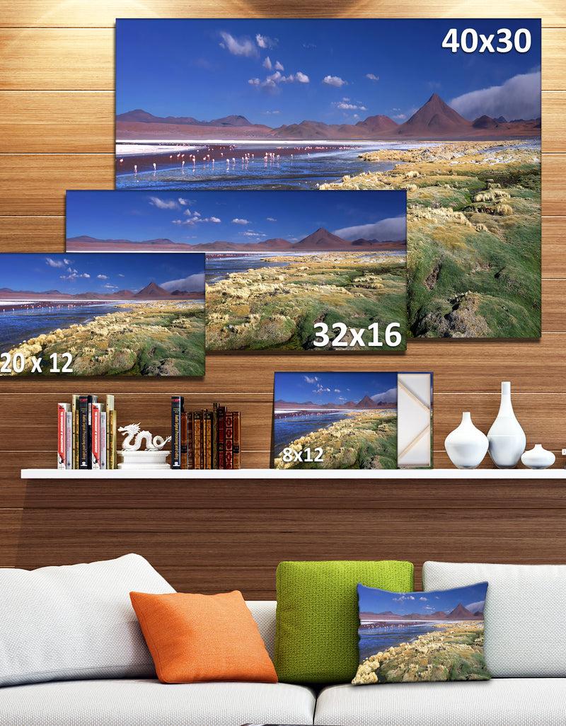 DesignQ Colorada Lagoon And Pabellon Volcano - Oversized Beach Canvas Artwork