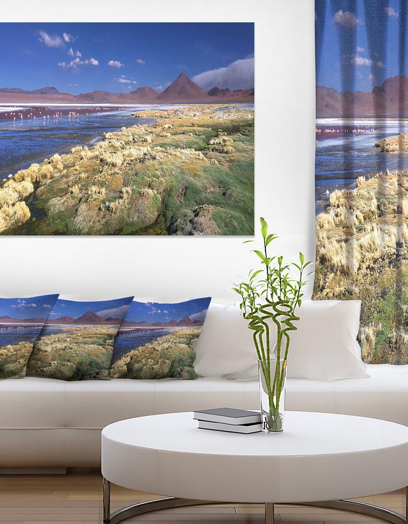 DesignQ Colorada Lagoon and Pabellon Volcano - Oversized Beach Canvas Artwork