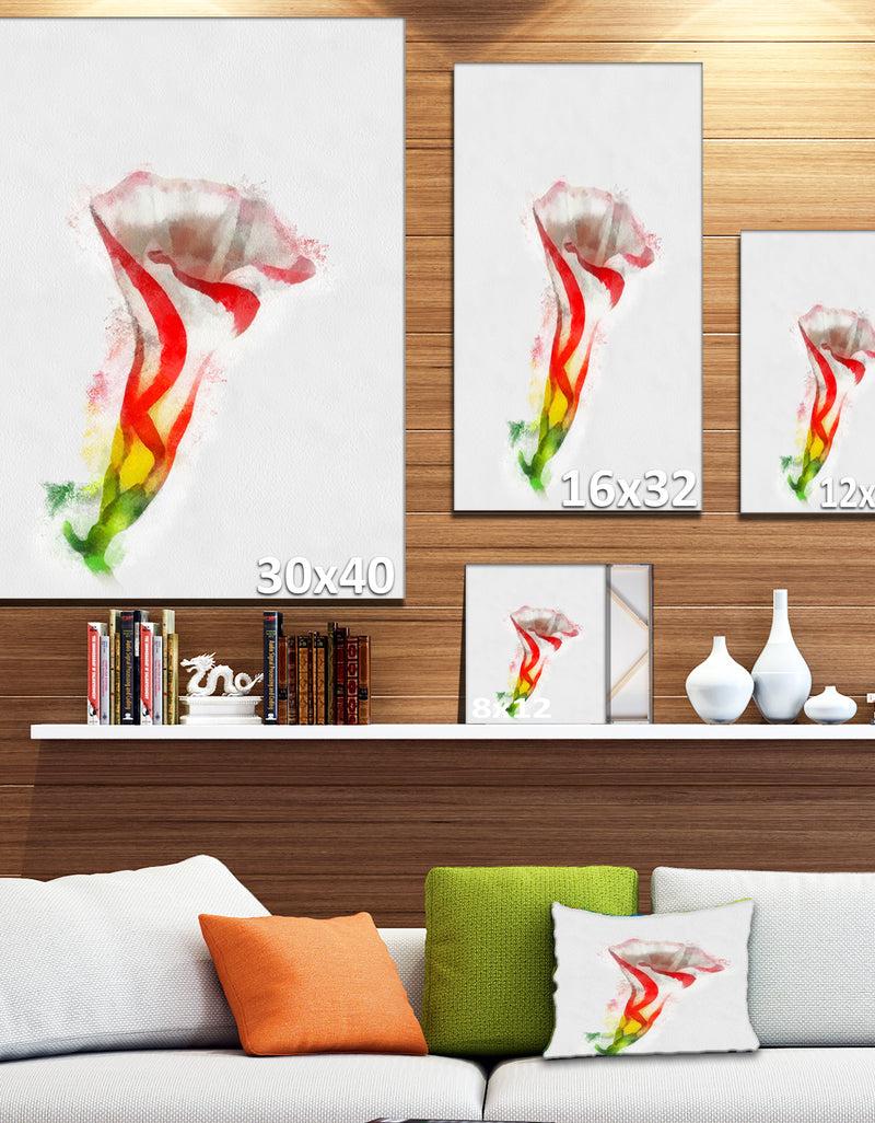 DesignQ Colorful Bell Flower Sketch Watercolor - Large Floral Canvas Artwork