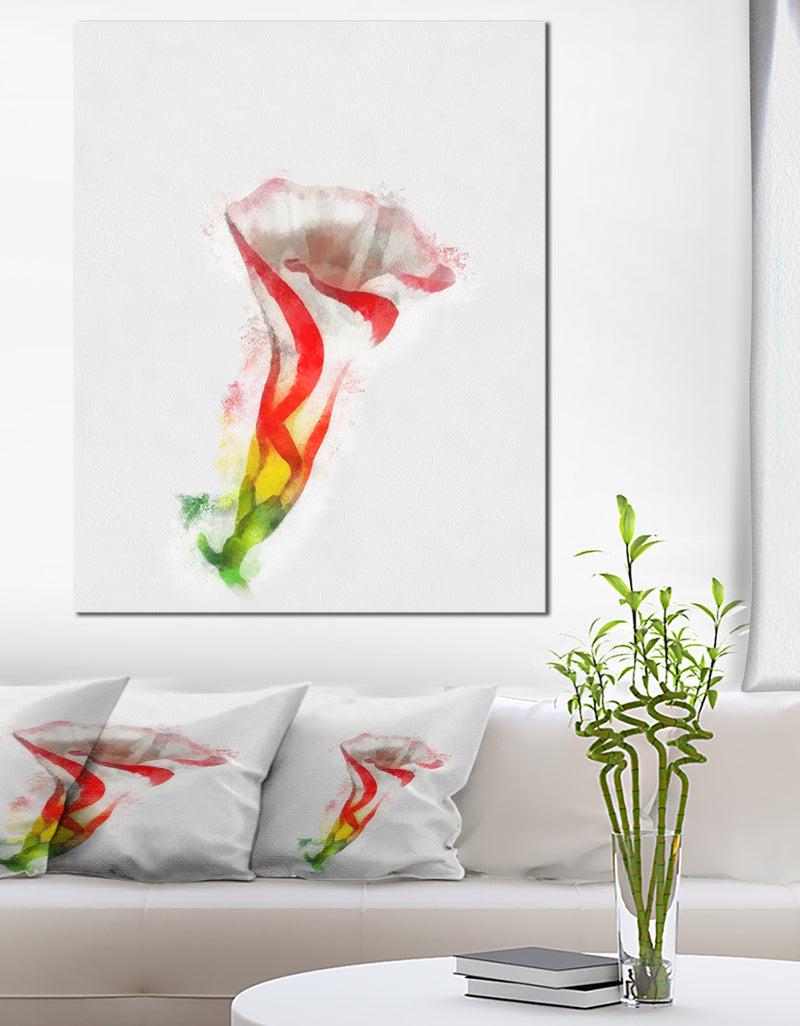 DesignQ Colorful Bell Flower Sketch Watercolor - Large Floral Canvas Artwork