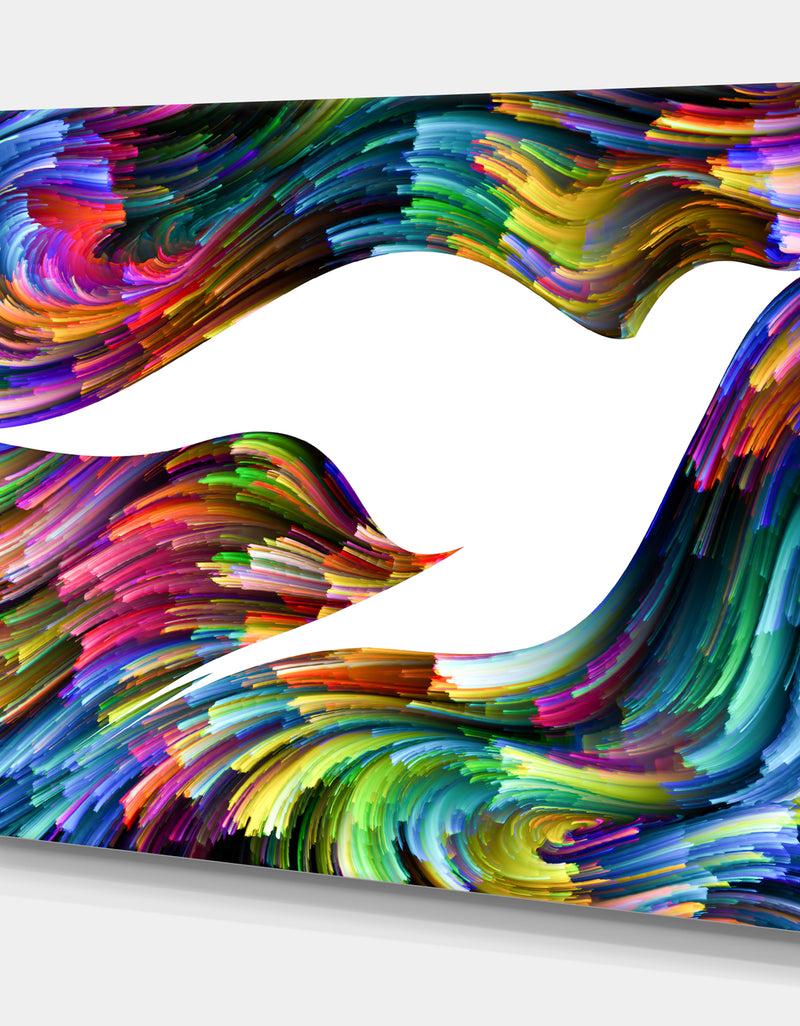 DesignQ Colorful Bird Abstract - Contemporary Art On Wrapped Canvas