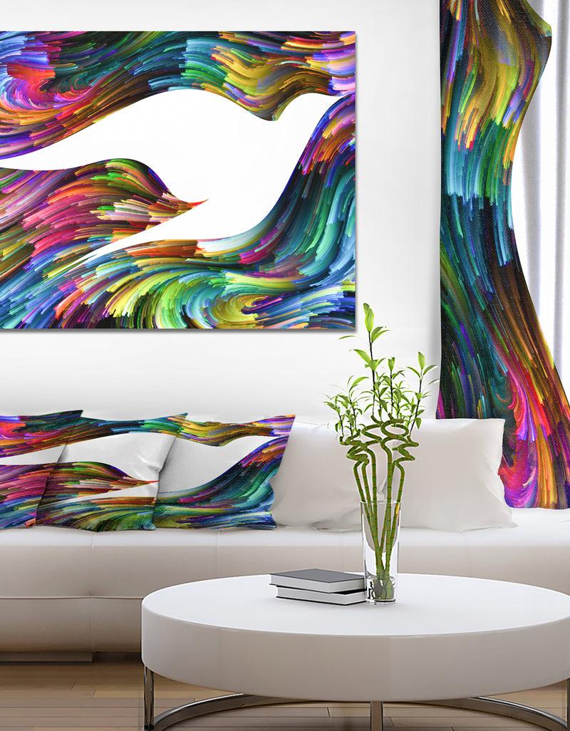 DesignQ Colorful Bird Abstract - Contemporary Art On Wrapped Canvas